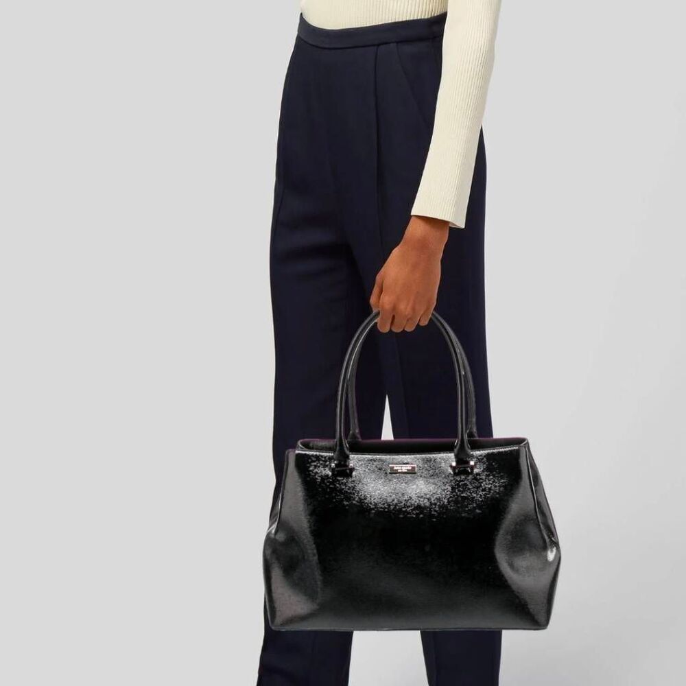 ☔️🔥Kate Spade Black Bixby Place Elena Patent Leather Satchel Purse